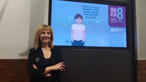Marisa Ponga en la presentaci�n de los actos del 8M en Oviedo