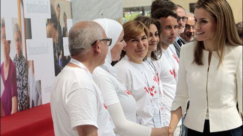 La reina Letizia presidiendo en Madrid el acto institucional de conmemoraci�n de los 150 a�os de la acci�n humanitaria de la Cruz Roja. 