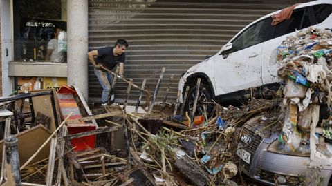 Vista de los daos causados por las inundaciones en la localidad de Paiporta