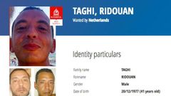 Ficha policial del Ridouan Taghi, primo de Firass, el primero de la organizacin criminal que qued en libertadporque la Polica Nacional haba superado los plazos legales para su entrega judicial a Holanda.