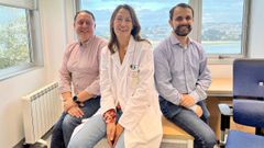 Marcos Ortega, responsable del grupo Varpa del Inibic y profesor de la UDC; Mar Castellanos, responsable del Grupo de Neurolog�a Cl�nica del Inibic, directora del Inibic y jefa de neurologia del Chuac; Jorge Novo, Profesor de la UDC