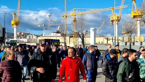 Manifestaci�n�de los trabajadores del naval�en Vigo para exigir m�s seguridad