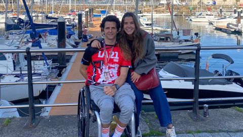 Juan Martiarena, en Vigo, despu�s de correr en handbike los 21 kil�metros del a�o pasado.