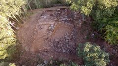 Una vista area de los restos del antiguo asentamiento romano del monte Cido, que ha sido objeto de excavaciones arqueolgicas por segunda vez