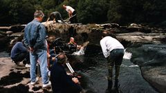 Rodaje de El rey del ro en O Piago, Lugo, en septiembre de 1994