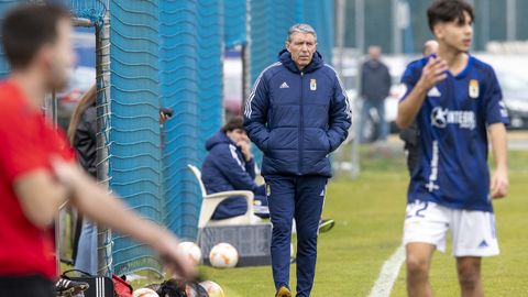 Paco Fernndez, durante un partido del juvenil A del Real Oviedo