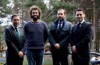 Ram�n Bra�a, David Rodr�guez, Francisco Fern�ndez y Gustavo Samart�n, en la estaci�n ayer. 