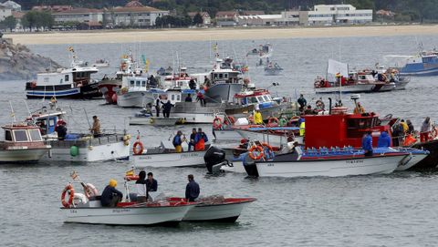 Una de las protestas de la flota de bajura de mediados de mayo, esta en Ribeira
