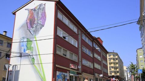 Ra Quiroga, 64. Tulipn. Mural realizado por el artista leons Da2 para la primera edicin del festival de arte callejero ciudad de Lugo: Urban Cores. Un ejemplo de intervencin artstica en un barrio popular de la ciudad.