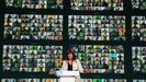 La candidata de Junts, Laura Borr�s, durante un acto de campa�a