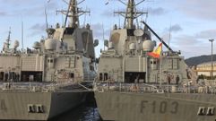 Dos de las cinco fragatas F-100, en una foto de archivo en el Arsenal de Ferrol