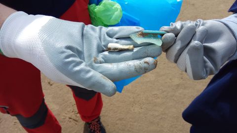 Restos de residuos recogidos en una playa