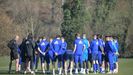 Los jugadores del Oviedo en El Requexn