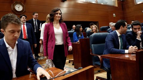 La candidata del PP a la presidencia de la Comunidad de Madrid, Isabel Daza Ayuso, en el pleno de este mircoles