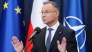 El presidente de Polonia, Andrzej Duda, durante una conferencia de prensa en el Palacio Presidencial, en Varsovia.