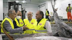 Jos� Benito Su�rez, presidente de la Autoridad Portuaria; Miguel �ngel Navarro, director del puerto; Ramon Abeij�n y Santiago Montejo, director comercial y director general del Grupo Marfr�o