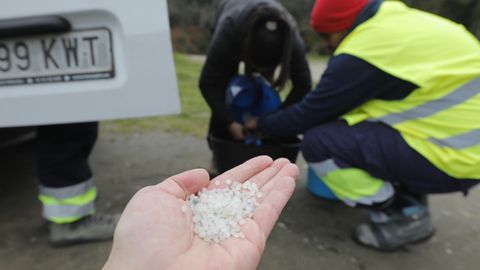 Pellets de plstico en la playa