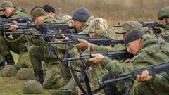 Reservistas rusos durante un entrenamiento en la regi�n de Donetsk