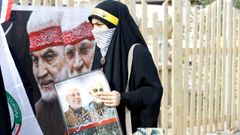 Una mujer iraqu, en una protesta contra EE.UU. por el primer aniversario de la muerte de Soleimani