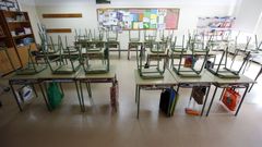 Un aula vac�a en un colegio.