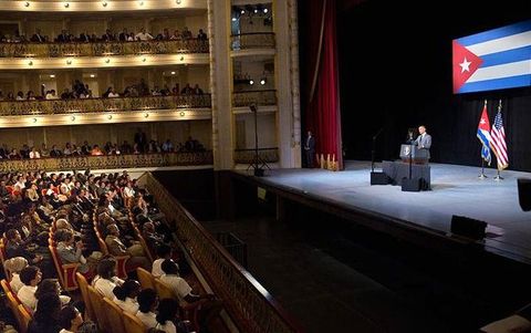 El presidente de EE.UU., Barak Obama, en el Centro Gallego en su reciente e histórica visita a Cuba