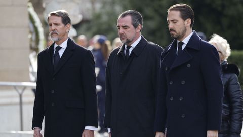 Pablo de Grecia, Felipe de Grecia y Nicol�s de Grecia, en el funeral