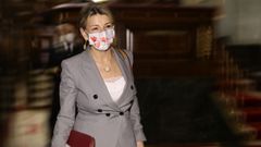 La vicepresidenta segunda y ministra de Trabajo, Yolanda D�az, en la sesi�n plenaria en el Congreso el 23 de febrero