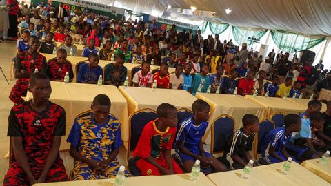 Los ni�os rescatados de la escuela de Santa Mar�a en Nigeria.