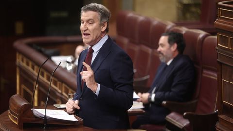 Alberto N��ez Feijoo, durante la sesi�n de control al Gobierno.
