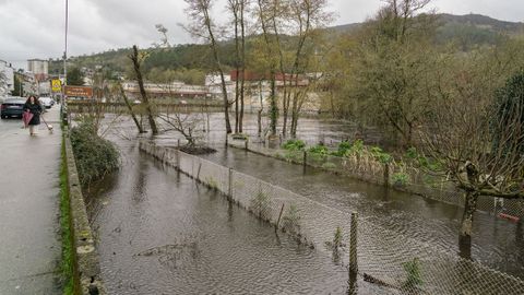 Las aguas del Veronza y el Avia han inundado algunas zonas de la capital de O Ribeiro