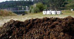 En el entorno del embalse del Umia se acumula corteza de eucalipto ya utilizada, a la espera de una nueva aplicaci�n.