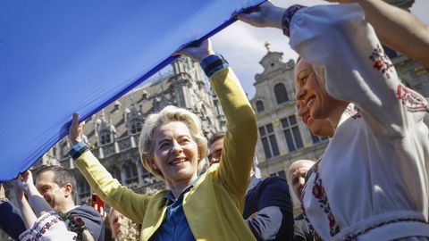 Von der Leyen particip� en un acto de refugiados ucranianos en Bruselas.
