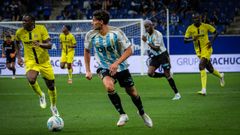 Oier Luengo, durante el Real Oviedo-Villarreal disputado en pretemporada