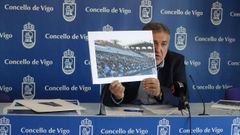 El edil Javier Pardo, en la rueda de prensa de este martes