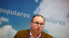 Miguel Tellado en la rueda de prensa de hoy