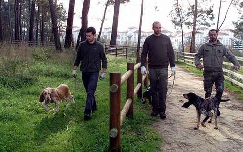 Cazadores con perros dieron una última batida durante la mañana de ayer por el parque.