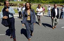 Bravo, en primer plano, y Caballero, a la derecha, no hablaron en la inauguraci�n y el alcalde rechaz� la comparecencia conjunta.
