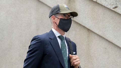 El guardia civil Rub�n Villalba Carnerero, a la salida del Tribunal Supremo, a 21 de abril.
