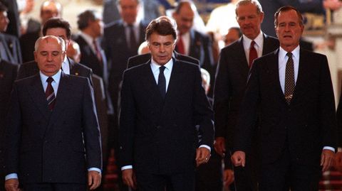 29 de octubre de 1991. George Bush asisti� en Madrid a la Conferencia de paz sobre Oriente Medio junto al presidente Gorbachov