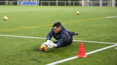 Marqueta durante un entrenamiento en el Manolo Barreiro de A Xunqueira