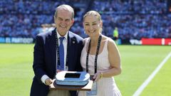 Abel Caballero y Mari�n Mouri�o, en Bala�dos el pasado domingo, antes del Celta-M�laga.