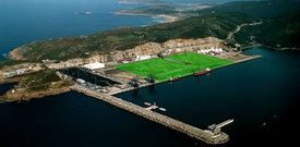 En la imagen se puede apreciar en color verde la franja de explanadas reservada para la terminal de contenedores