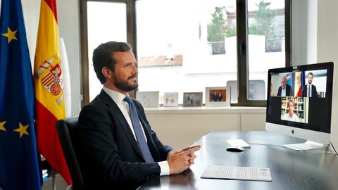 Pablo Casado particip� este jueves por v�a telematica en unas jornadas de la FAES