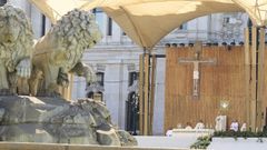 El papa Le�n XIV preside la misa del Corpus Christi, en la Plaza de Cibeles