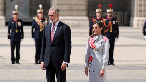 Los reyes Felipe VI y Letizia durante la recepci�n a Emmanuel Macron el pasado lunes