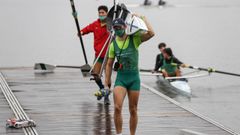 Detalle del Campeonato de Espa�a de remo de larga distancia del 2021 en Castrelo de Mi�o.