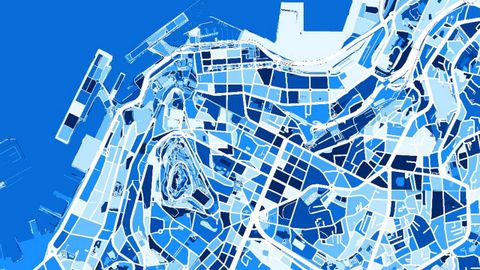 Vigo es un mosaico.Recreación del plano del centro y zona litoral con la web Maposaic