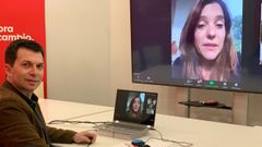 Gonzalo Caballero, este jueves en videoconferencia con la alcaldesa de A Coru�a, In�s Rey