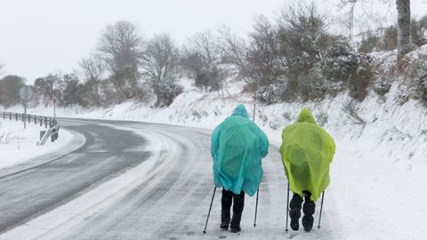 La tormenta trajo una intensa nevada a la montaa de Lugo que pill a los peregrinos en pleno Camino 