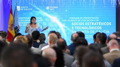 La conselleira de Econom�a, Mar�a Jes�s Lorenzana, en la presentaci�n de la compra p�blica precomercial